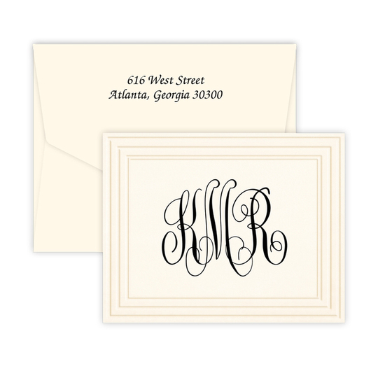 Classic Frame Monogram Folded Note Cards